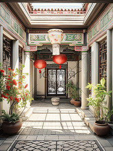 中式建筑背景背景图片_中式古建筑装饰背景18