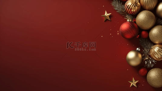 圣诞吊球装饰红色简约背景5
