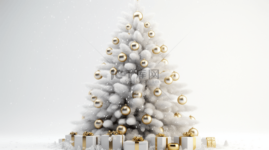 礼物盒礼盒背景图片_被雪覆盖的圣诞树装饰和礼物盒装饰背景1