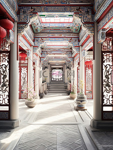中式古建筑装饰背景2