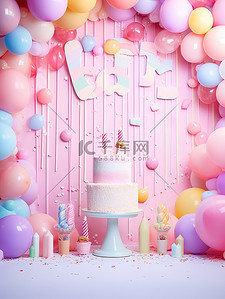 粉色生日主题蛋糕背景7