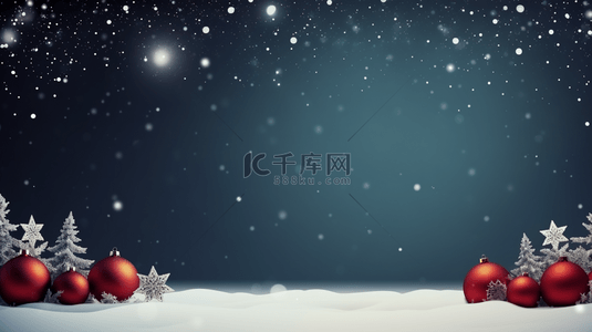 冬季下雪背景图片_圣诞节圣诞树装饰品背景2