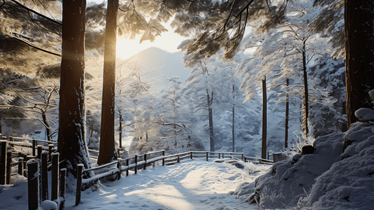 冬季山林摄影照片_冬日冰雪覆盖的山林树木