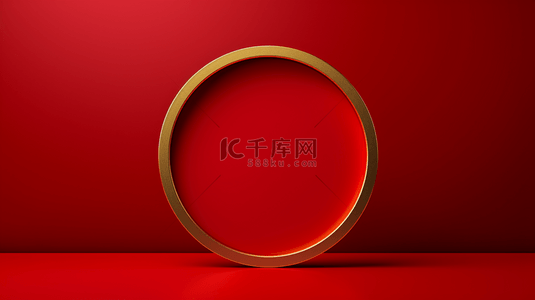 大红底色中的金色圆圈展示框背景12