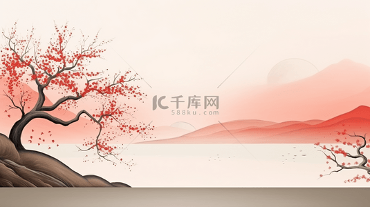 中国山水古建筑春节装饰边框背景19