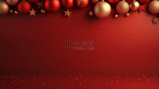 圣诞吊球装饰红色简约背景7