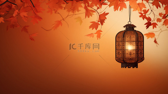 中式灯笼枫叶背景1