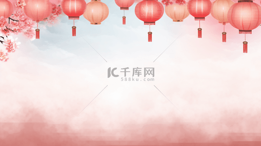 春节中国风梅花背景图片_中国风古典灯笼背景22