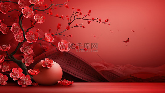 梅花红色新年背景2