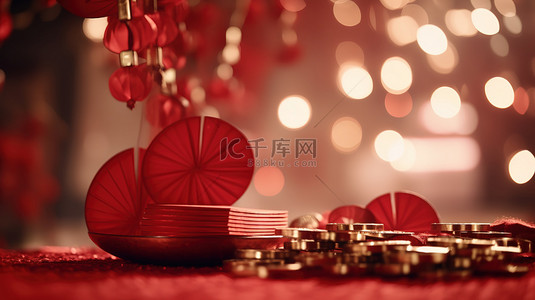 新年静物背景图片_新年春节装饰红色背景1