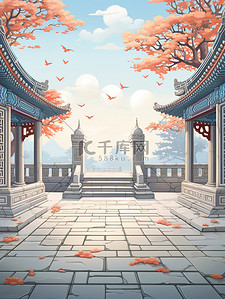 中式建筑背景背景图片_中式古建筑装饰背景5