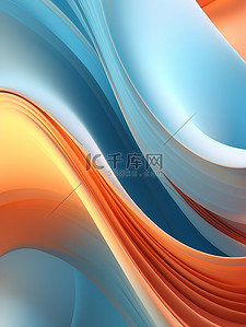 手机mate9背景图片_三维波浪蓝色橙色9