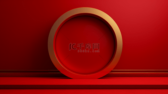 大红底色中的金色圆圈展示框背景14