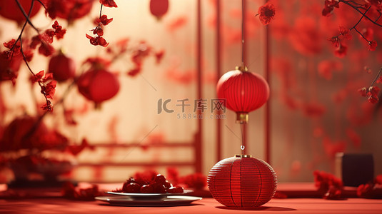 新年静物背景图片_新年春节装饰红色背景7
