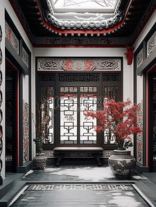 中式建筑背景背景图片_中式古建筑装饰背景6