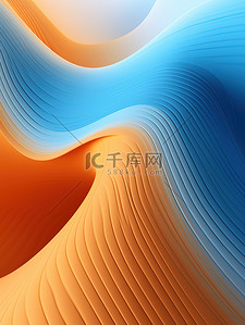 手机橙色背景图片_三维波浪蓝色橙色12