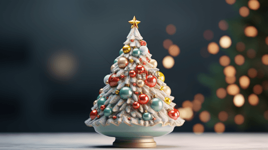彩色吊球装饰圣诞树背景9