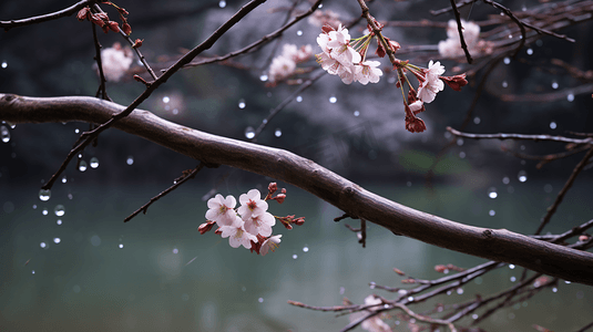 雪中盛放的寒梅特写