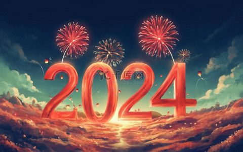 新年2024年数字2024背景14