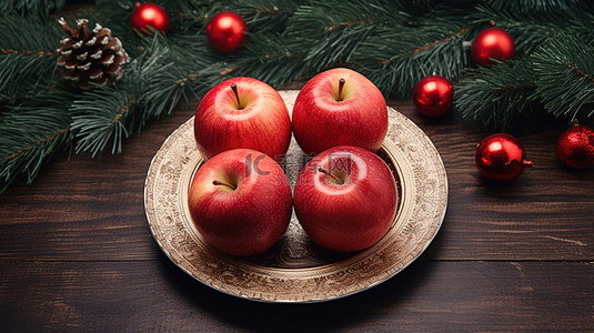 平安夜苹果背景图片_苹果圣诞节元素装饰4