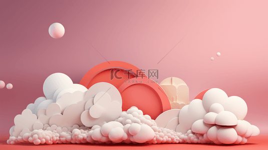 红色花立体背景图片_中国风白云泡泡创意背景6