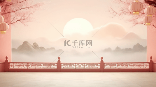 中国古典红色背景图片_中国风山水风景唯美背景3