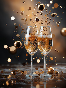 五彩纸屑香槟庆祝新年6