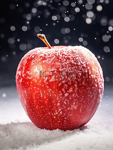 苹果8背景图片_红色的大苹果雪花背景8