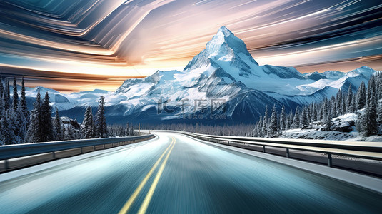山数字背景图片_高速公路上一座被雪覆盖的山10