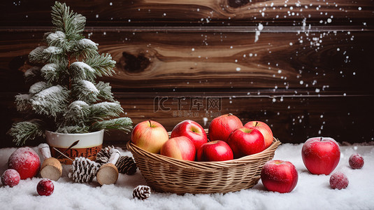 平安夜苹果背景图片_苹果装饰着圣诞树16