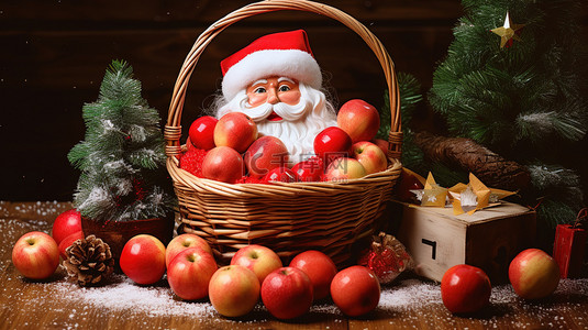 圣诞老人和篮子里的苹果5
