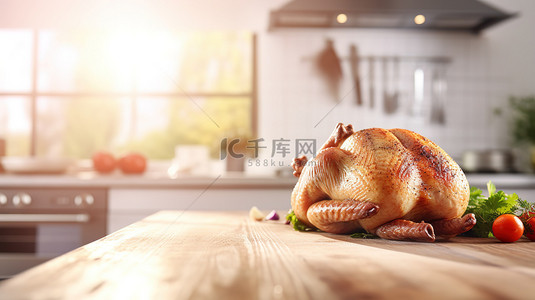 厨房炖煮背景图片_厨房一只煮熟的火鸡2
