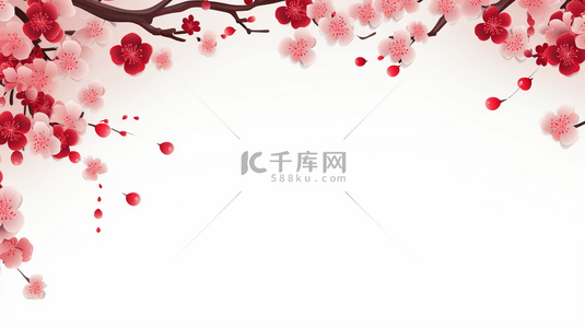 粉色梅花背景图片_中国风梅花边框简约背景4