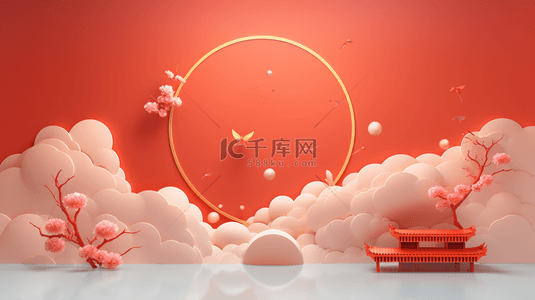 中国风白云泡泡创意背景2