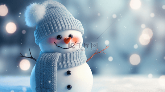 蓝色雪花背景背景图片_蓝色冬天圣诞节圣诞雪人背景