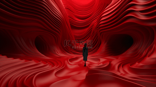 红色雕刻背景图片_红色现代感纹理曲线背景3