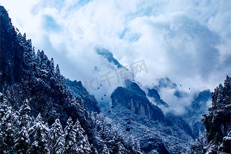 冰雪张家界天门山索道天门山