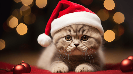 圣诞节装扮的猫咪
