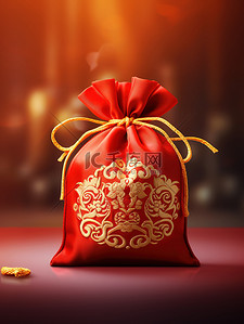 红色新年福袋背景图片_红色幸运包福袋春节背景2