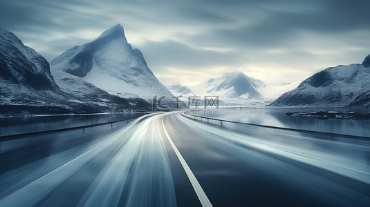 公路背景图片_高速公路上一座被雪覆盖的山3
