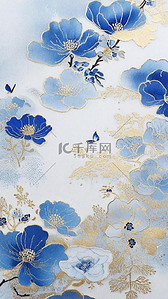 中式传统背景图片_中式刺绣传统国风花卉刺绣纹理背景18