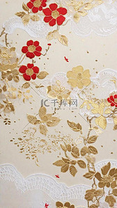 中式刺绣传统国风花卉刺绣纹理背景17