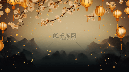 元宵节背景图片_黄色元宵节灯笼创意背景14