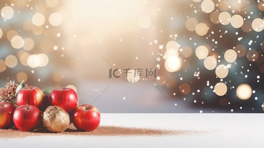 水果背景图片_苹果平安夜圣诞节背景4