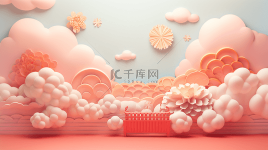 中国风白云泡泡创意背景8