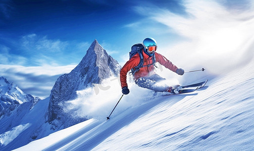 运动会书法摄影照片_正在滑雪的人特写