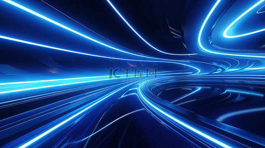 超级赛道背景图片_光线追踪线绘蓝色光束17