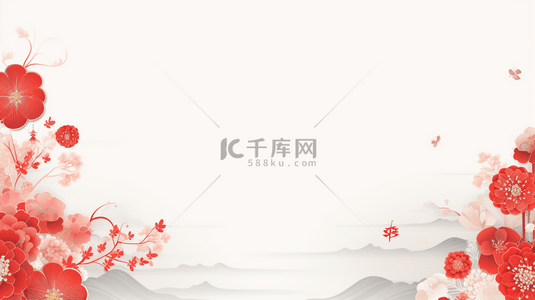 春节中国风梅花背景图片_红色中国风古典简约背景21