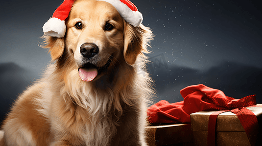 圣诞节装扮的狗狗