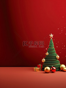 红色极简背景背景图片_极简的圣诞元素背景8